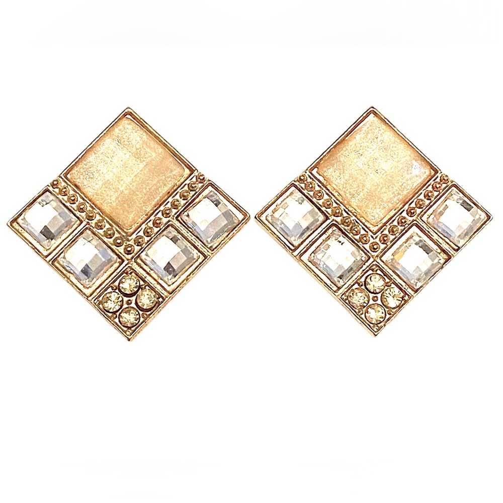 Yellow Rhinestone Gold Earrings